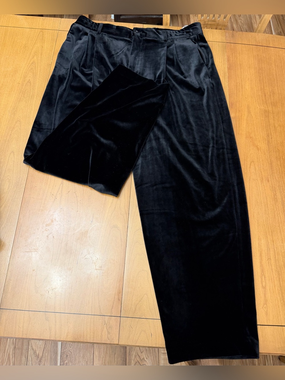 Zara Black Velvet Pleated Wide Leg Pants | Quiet Luxury Y2K Streetwear Chic | XL